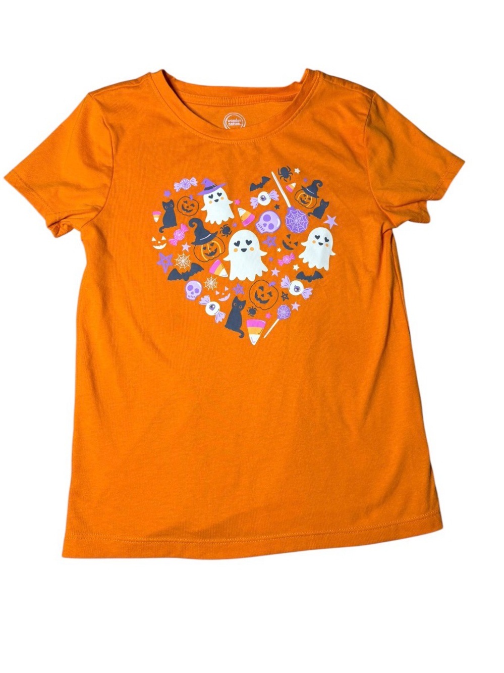 wonder nation Orange Halloween Heart Graphic Tee